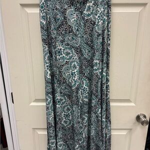 Cato Teal and Black Paisley Maxi Skirt